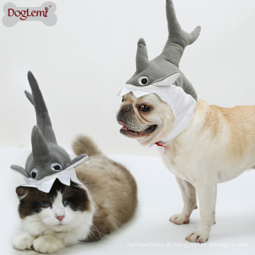 Chapéu de filhote de cachorro de design de tubarão gato chapéu de halloween cosplay boné jove traje do animal de estimação